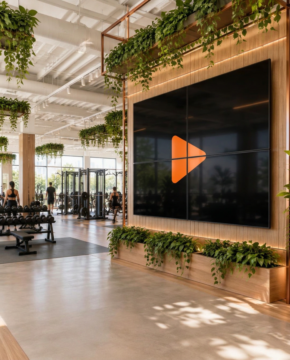 Videowall digital integrado a uma academia contemporânea